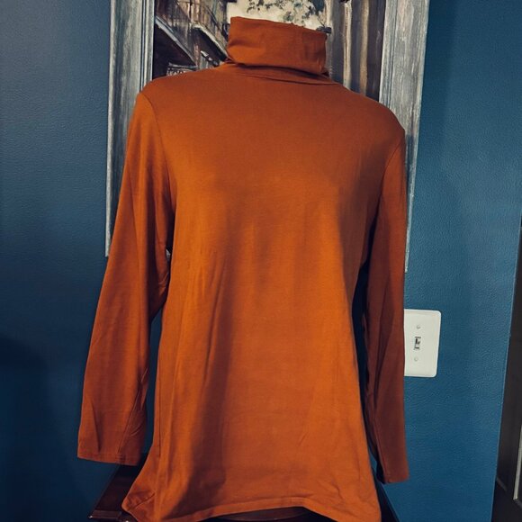 Cinnamon/Pumpkin colored Turtleneck Top by Peruvian Connection - Size XL - Picture 1 of 8